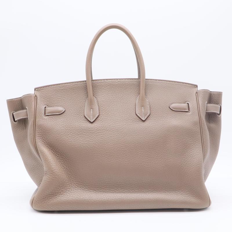 Pre-owned HERMÈS leather Tote Bags Hermes Togo BIRKIN 35 Color Gris Etoupe Palatium Hardware (full price 18999)