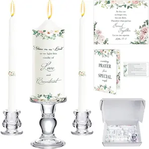 Layhit 3 Pack Unity Candles with Glass Holder for Wedding Ceremony Wedding Unity Taper Candles Religious Ceremony Accessories Marriage Decor for Newly Couple Anniversary Church Events Gifts