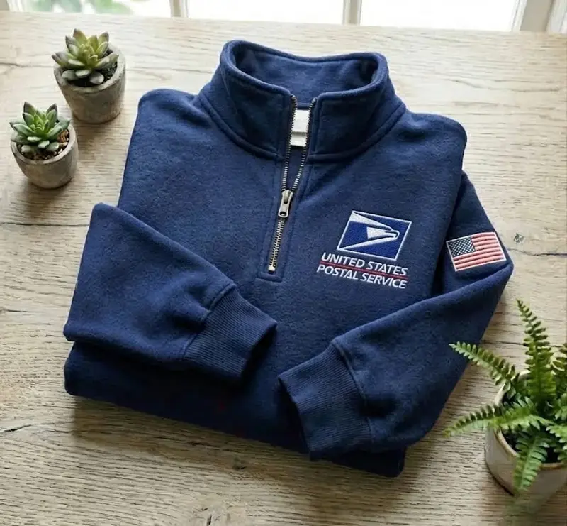 USPS Embroidered Quarter Zip Sweatshirt Navy
