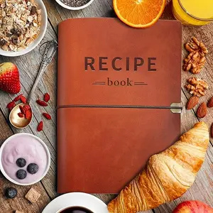 Leather Recipe Book with Index Pages & Templates, Waterproof Cover, Ideal for Organizing Your Recipes, Simple Design