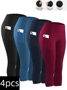 Women's High Waist Yoga Capri Pants With Pocket – Tummy Control Sport Leggings for Fitness, Running & Daily Wear,Fitness Yoga Cycling Running Exercises Tight Pants, Slimming and Shaping the Body, Highlighting the Leg Curves