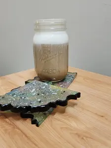 4 Piece Resin Geode Shape Coasters, Glow in the Dark, Rainbow- PREMADE Ready to Ship