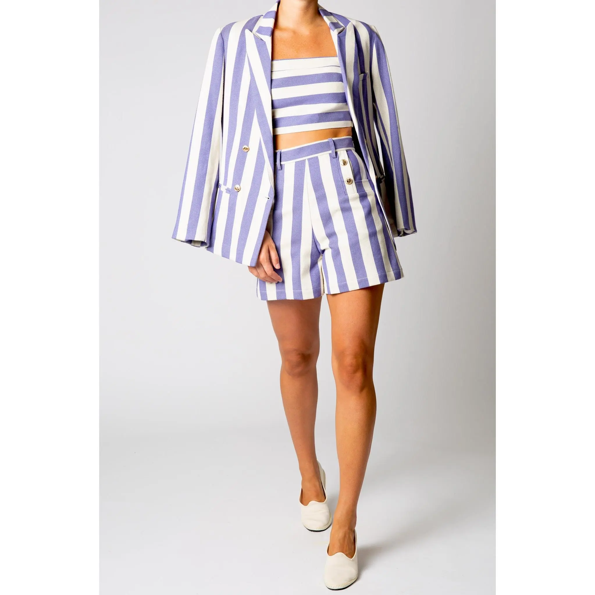 Chiara Oversized Striped Busatti Blazer - Capri