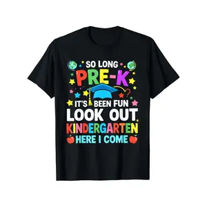 Boys Girls So Long Pre K Graduation Kindergarten Here I Come 2026 T-Shirt Boys And Girls Casual Top, for Everyday Use, Boys' Cartoon Print, Boy Funny Graphic Tee, Boys Sport Theme Short Sleeve Shirt