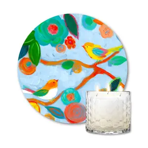Courtside Bright Bird I 8"x8" Art Board & 13.5 oz Candle