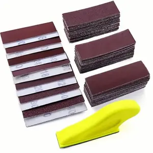 51pcs Miniature Detail Sander Kit, Hand Sanding Block with Finger Groove & Assorted Hook and Loop Sandpaper, Precision Sanding Tool for Tight Spaces, Corner Polishing, Woodworking, DIY Crafts