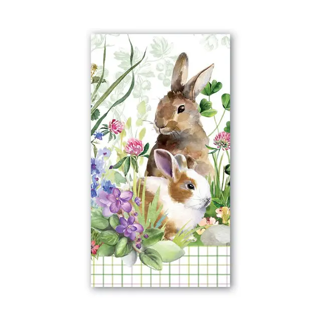 Bunny Meadow Hostess Napkins - Spring/Summer 4.4" x 7.9"