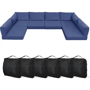Outdoor Cushions for Patio Furniture, Waterproof Replacement Cushions for Outdoor Furniture, Fade-Resistant, Easy Clean, 14-Piece Sectional Cushions with Non-Slip and Storage Bag, Navy