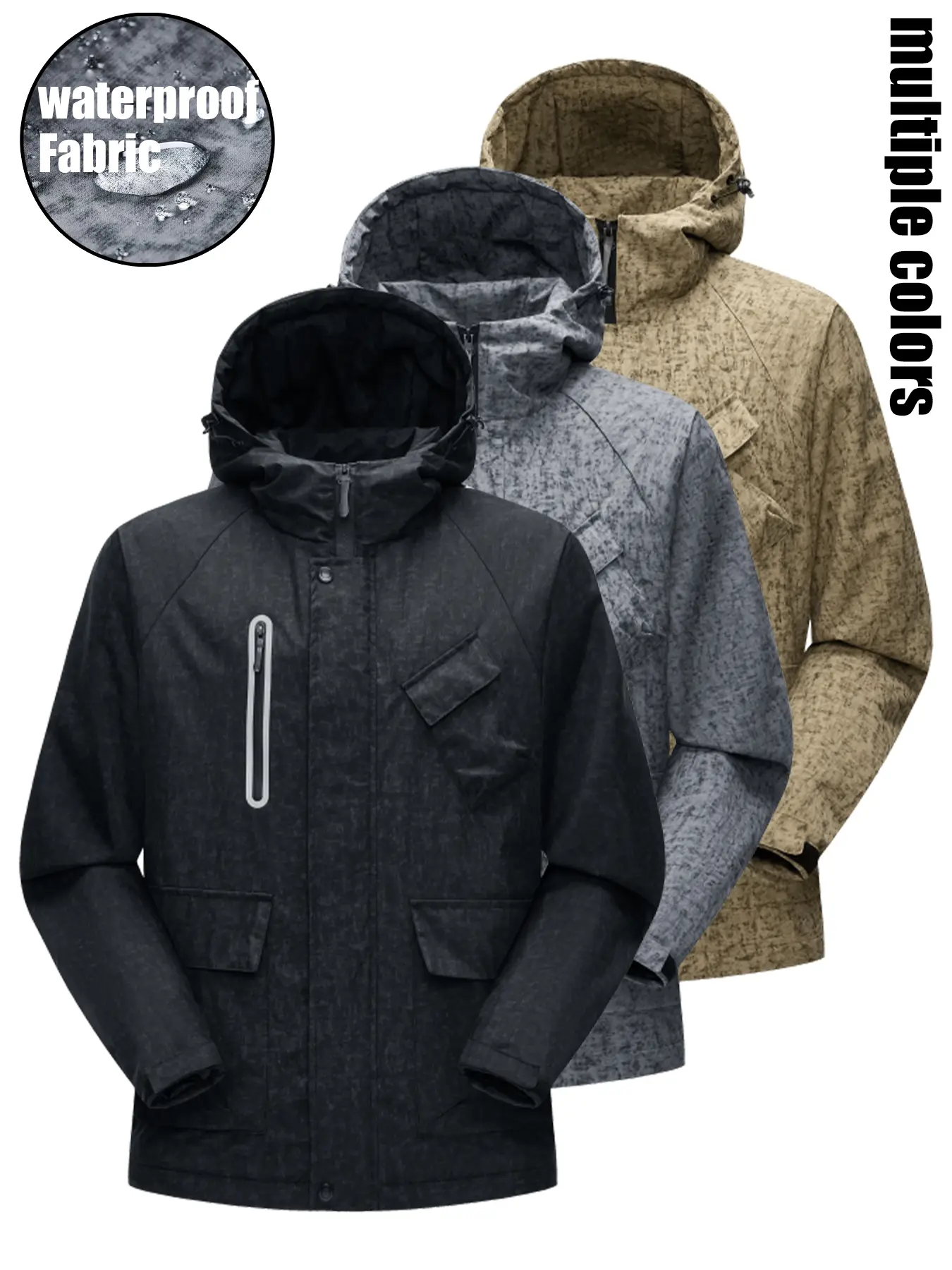 Men's Hooded Utility Field Coat - Menswear Outerwear with Covered Zip Front, Vertical Chest Zipper, Angled Chest Flap, 2 Lower Flap Pockets, Textured Casual Layer for Fall City Commutes, Weekend Outdoor Fashion (Outdoor Utility Men's Lightweight Jacket)