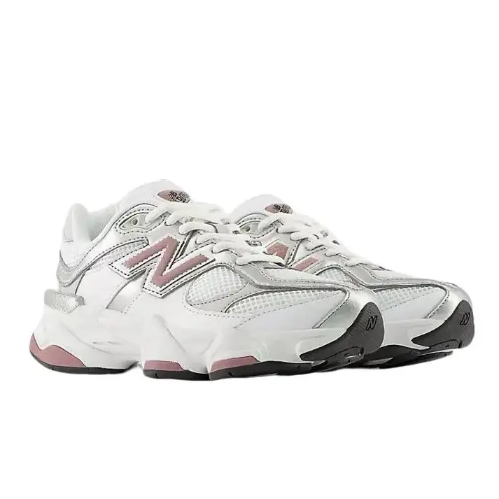 New Balance 9060 'Metallic Rose White' Women's & Youth Athletic Lightweight Sneakers, Breathable Mesh Upper, Cushioned Footbed, Durable Rubber Outsole, Round Toe, All-Season Casual Lifestyle Footwear Shoes