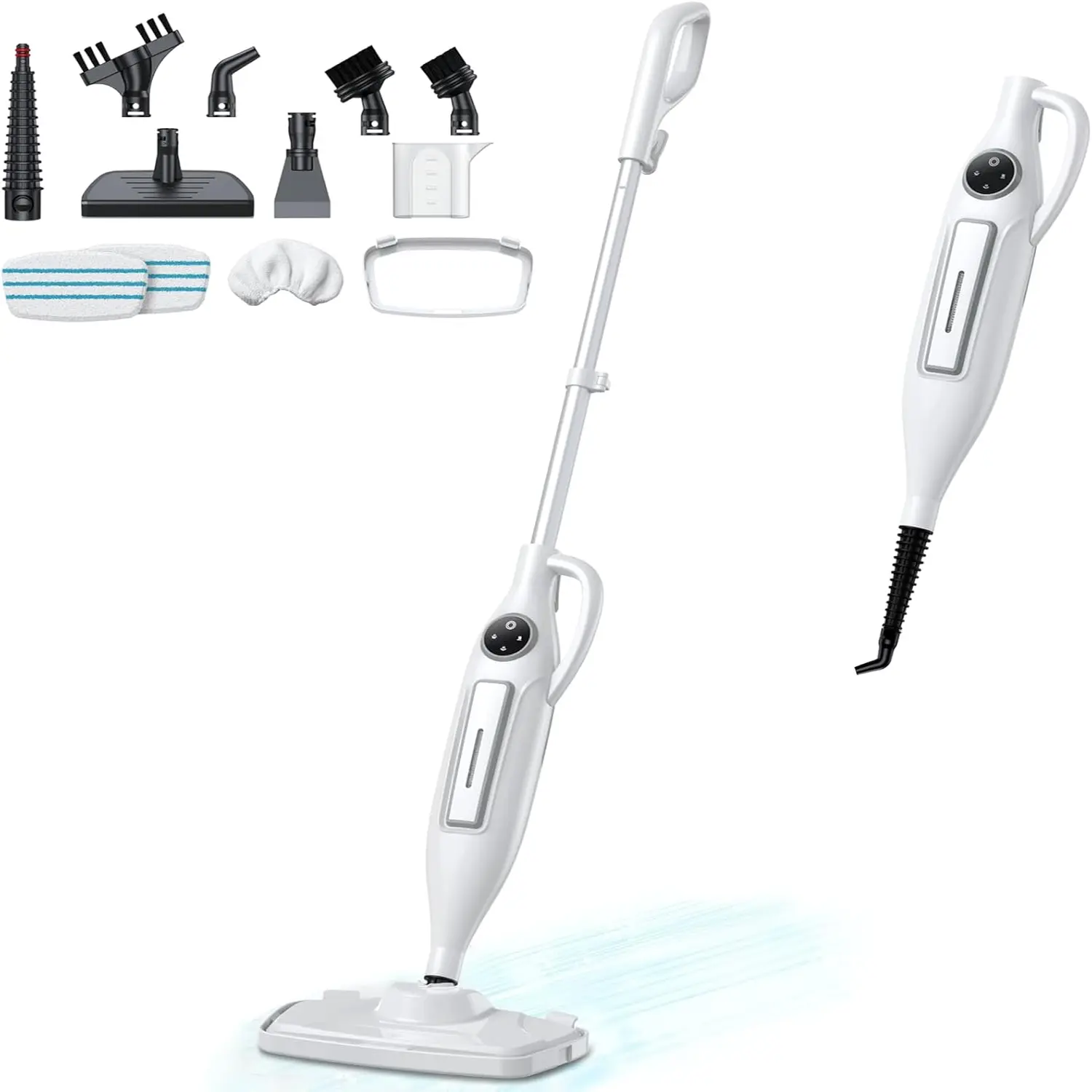 DUEDE 10-in-1 Steam Mop & Handheld Cleaner (11.89x6.5in) - 1200W Power US Plug Plastic/Aluminum Deep Cleaning Tool, 266°F High Temperature, Removable Water Tank, Dual Steam Modes for Pet Homes, Hardwood, Tile Floors