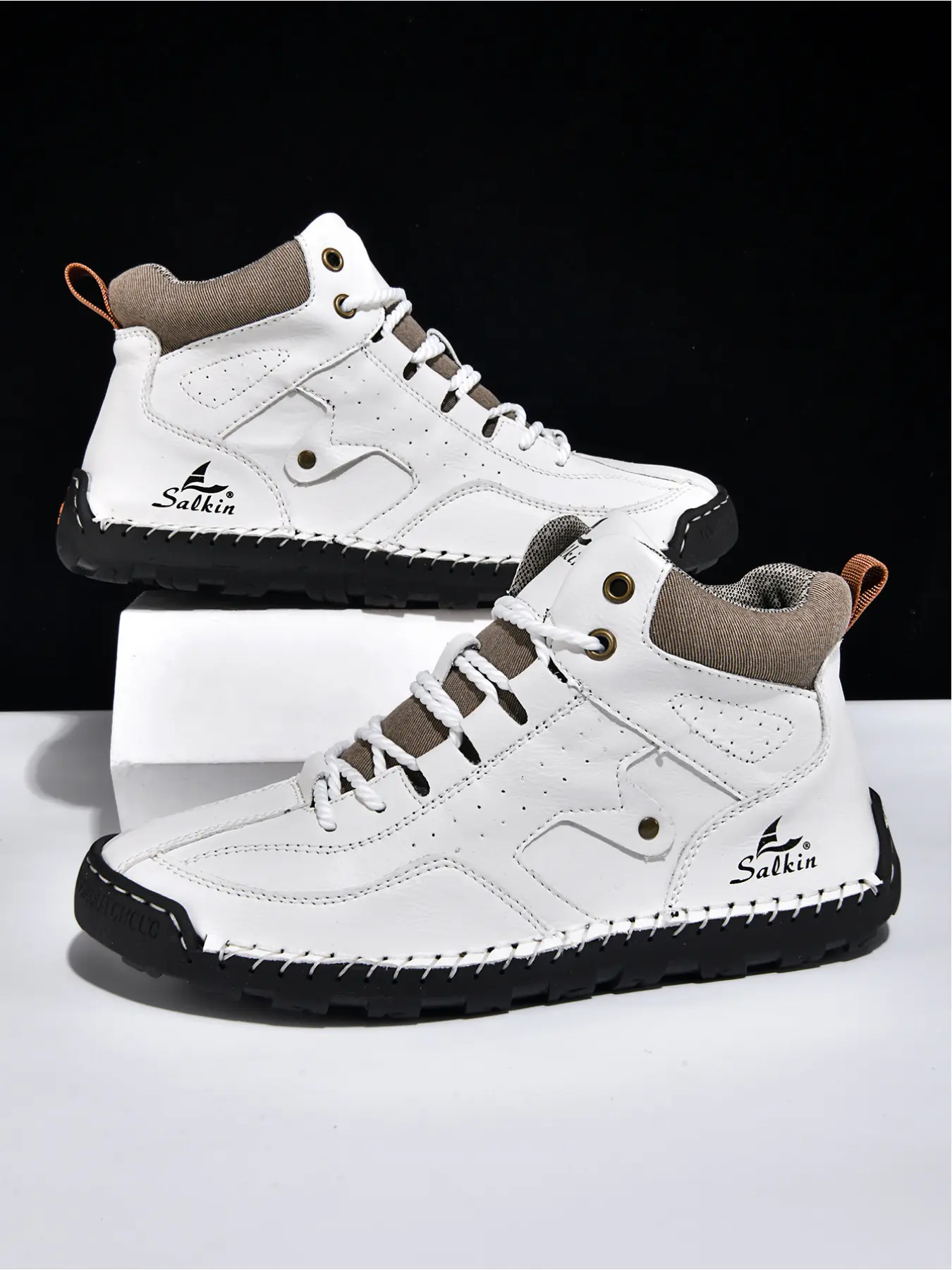 Men's Multi-Color Premium Handmade Stitched Leather Boots, High-Quality Durable Non-Slip Ankle Work Boots for Outdoor & Daily Wear