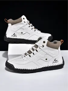 Men's Multi-Color Premium Handmade Stitched Leather Boots, High-Quality Durable Non-Slip Ankle Work Boots for Outdoor & Daily Wear
