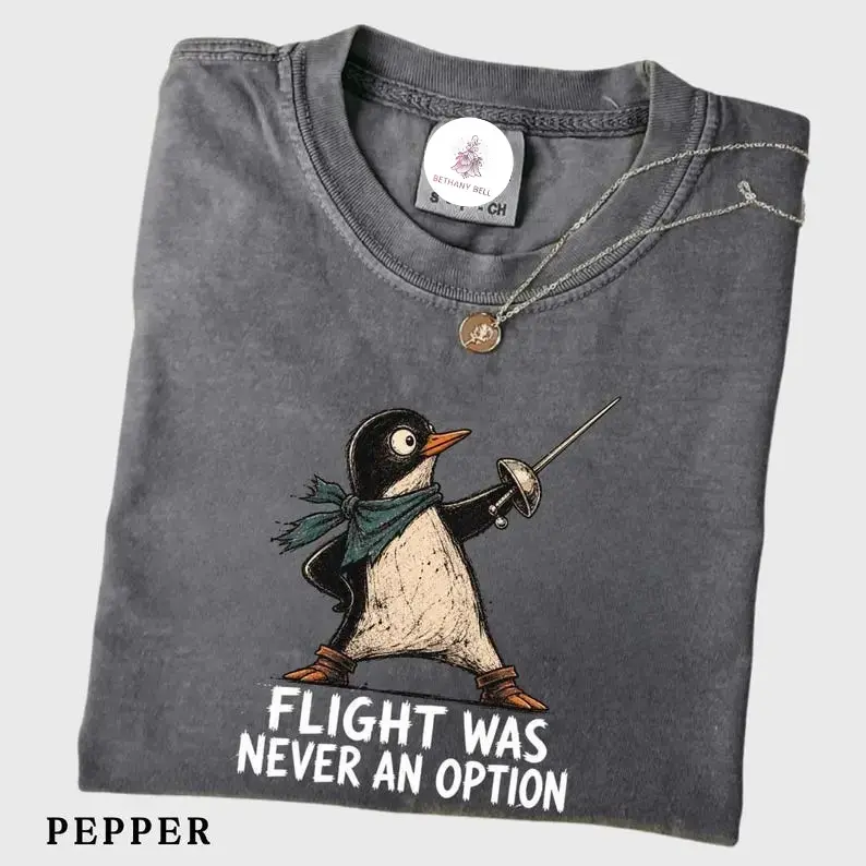 Women's Comfort Colors Cotton Fabric T-Shirt - Funny Penguin Graphic, Sarcastic Animal Design, Humorous Bird Print, Penguin Gift Item