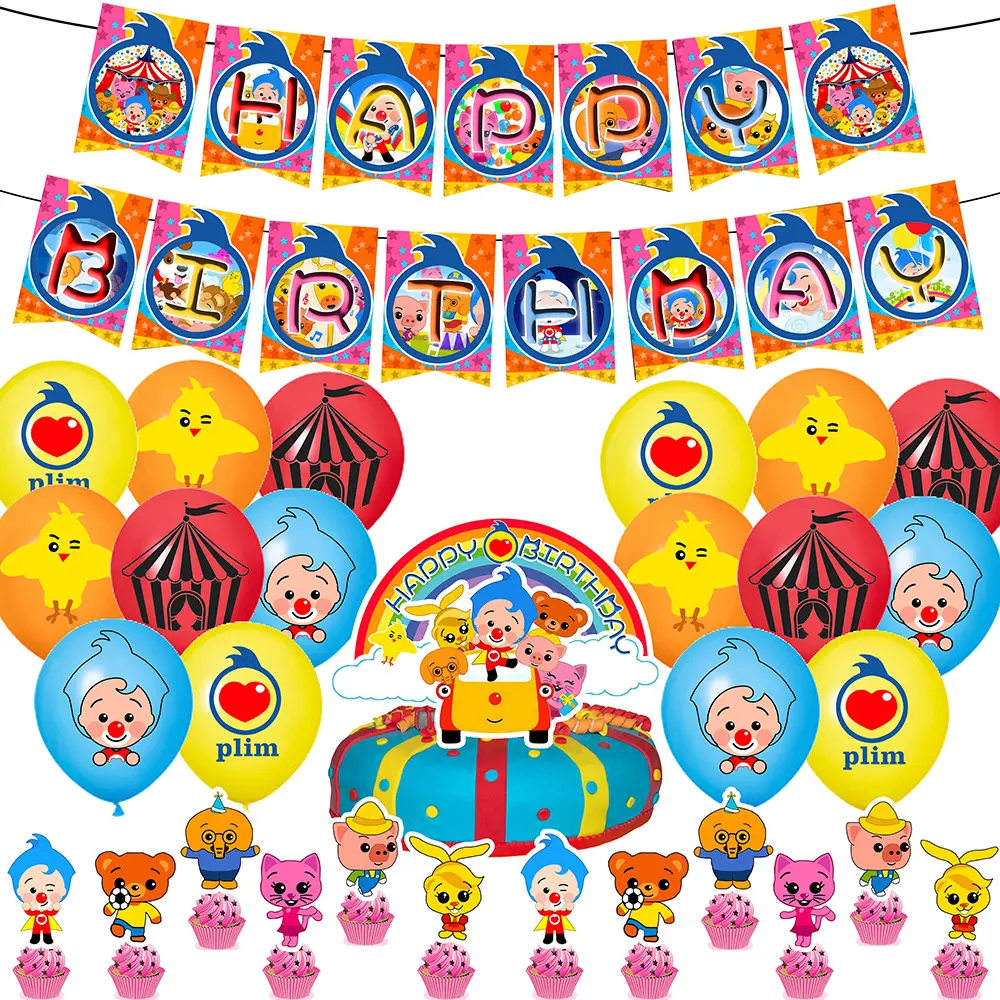 Plim Joker Birthday party clown balloon banner, baby shower, children's favorite party supplies