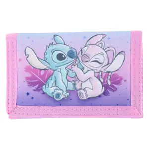 Textiel Trade Disney's Kids Lilo & Stitch with Angel Hook & Look Tri-Fold Wallet, Trifold Wallets