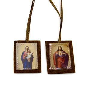 Catholic Scapular with Jesus Heart & Virgin Mary Design, Escapulario De La Virgen Del Carmen Gift, Religious Shawl for Women, Solid Color Shawl Gift