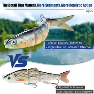 Fishing Lures 8 Segment Realistic Swimbait with 3D Eyes Vibrating Lifelike Swimming for Unbreakable Fishing Lure for Various Fish