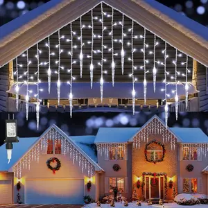 Christmas Icicle String Lights, 432 LED Bulbs, 35.4 Feet (Approx. 10.8 Meters) Long, 8 Modes, Low-Voltage Design, Includes 72 Icicle Bulbs, Ideal for Christmas Decorations, Eaves Accents, Wedding Arrangements, Garden Adornments, Outdoor and Indoor Decorat