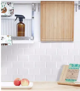 SHEIN Basic living 3D Textured Wall Panels DIY Tiles Kitchen Bathroom Backsplash -White Tile Christmas For Holiday Gift Giving,Stickers,Wall Decal