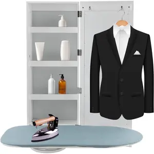 Wall Mounted Ironing Board with Storage Cabinet, Built in Ironing Board & Folding Support Leg/Swivel Ironing Board, Wall-Mounted Mirrors for Home, Apartment & Small Spaces White Laundry Room Laundry Products Foam House