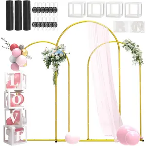 Metal Arch Backdrop Stand ,Set of 3 (7.2 ft/6.6 ft/6 ft) Square Wedding Arch Frame , Balloon Arch Stand for Wedding/ Birthday Party/  Shower/ Graduation Ceremony Banquet Decoration