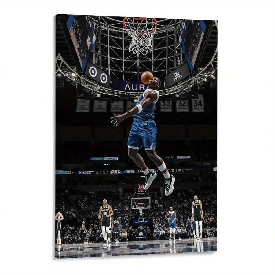Anthony Edward Poster Basketball Poster Mural Printed Poster Men's Bedroom Decorative Gift, 1 Oil Painting In Wood Frame (3) Thickness  High Quality Wall Painting Poster, Direct Wall Painting, Home Gift Decoration wall art poster