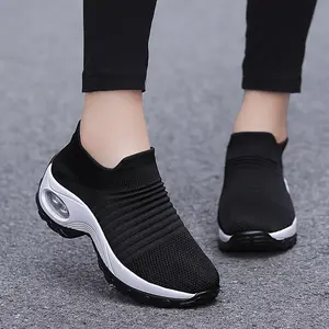 Breathable Women's Walking Sneakers with Cushioning Slip-on Design and Lightweight Air Mesh Material