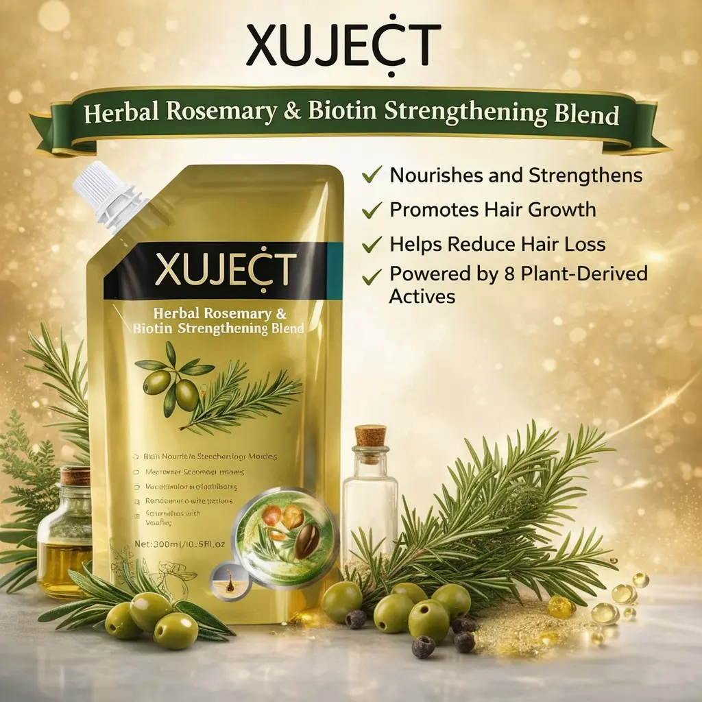 XUJECT Haircare Herbal Rosemary & Biotin Strengthening Blend - 8 Plant-Derived Actives, Nourishes Hair, Strengthens Strands, Promotes Growth, Reduces Loss
