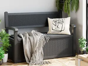 【Springtok】70-Gallon Outdoor Bench Storage Box Waterproof Design with Pre-Lock Feature, Perfect for Patio Supplies Storage,Summervibes