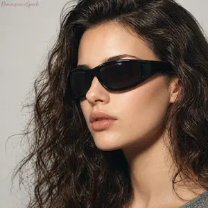 Unisex Y2K Cat-Eye Sunglasses, UV400 Protection & Futuristic Wraparound Frame, Cool Retro Shades Perfect for Cycling, Streetwear, Everyday Use and All-Match Casual Wear