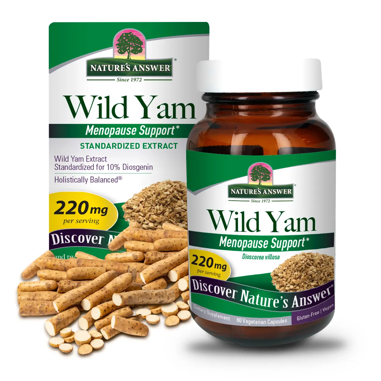 Nature's Answer Wild Yam Root 60-Capsules | Menopause Support | Supports Female Balance | Gluten Free, Non-GMO, Vegan, No Preservatives or Artificial Flavors | Single Count