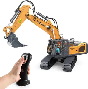 kolegend Gesture Remote Control Excavator Toy for Boy 2 Batteries - 1/20 Scale Construction Toys with Alloy Shovel, Infinitely Rotating Cab, Lights & Sounds - Gift for Kids Ages 6,7,8,9,10
