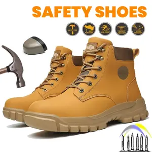Men's Steel Toe Work Boots,Indestructible & Puncture-Resistant Steel Toe Sneakers,Lightweight Work Boots,Construction Safety Shoes