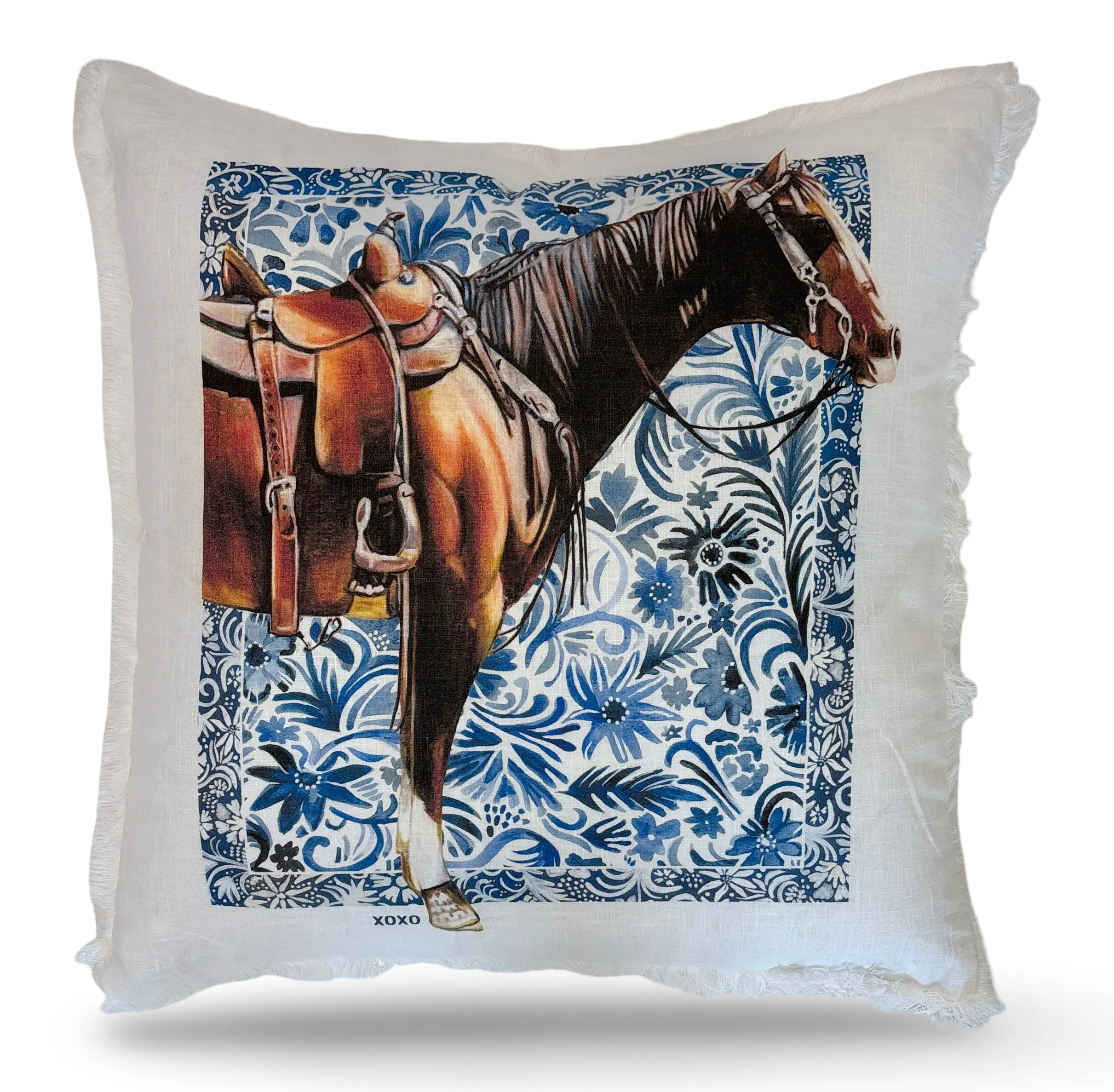 Denim Horse XOXO Linen Cotton 22x22 Square Pillow