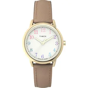 Timex Easy Reader Gold-Tone/Sustainable Beige Strap Ladies Watch TW2W32400