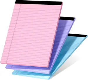 8.5x11s Colored Legal Pads, 3-Pack Micro Perforated College Ruled Writing Pads (75 Total Sheets) - To-Do List Notebooks for School, Office Supplies