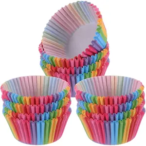 100 Pack Rainbow Cupcake Liners, Standard Size Greaseproof Baking Cups, Colorful Muffin Wrappers for Birthday Party, Wedding Baking
