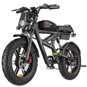 Electric Bike 3000W Peak Power Full Suspension E-Motorcycle Top Speed 34MPH Range 40-70 Miles 48V 25Ah Removable Battery 2 Seater LED Headlight  Soundbox 20inch Tire All Terrrain Fat TIres Ebike SpringStatements