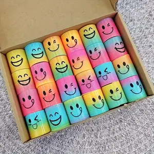 🌈 22PCS Colorful Plastic Slinky Toys | Happy Face Rainbow Design ✨ Birthday/ Halloween/Christmas Party Favors 🛍️ Black Friday Deal: Carnival Prizes 🎁 Fun Gifts for Teens, Holiday Event Supplies, TikTok Shop US