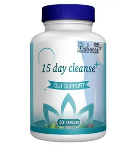 15 Day Cleanse, Gut and Colon Support, Advanced 15 Day Gut Cleanse Detox for Women & Men with Senna, Cascara Sagrada & Psyllium Husk, Non-GMO, 30 Capsules