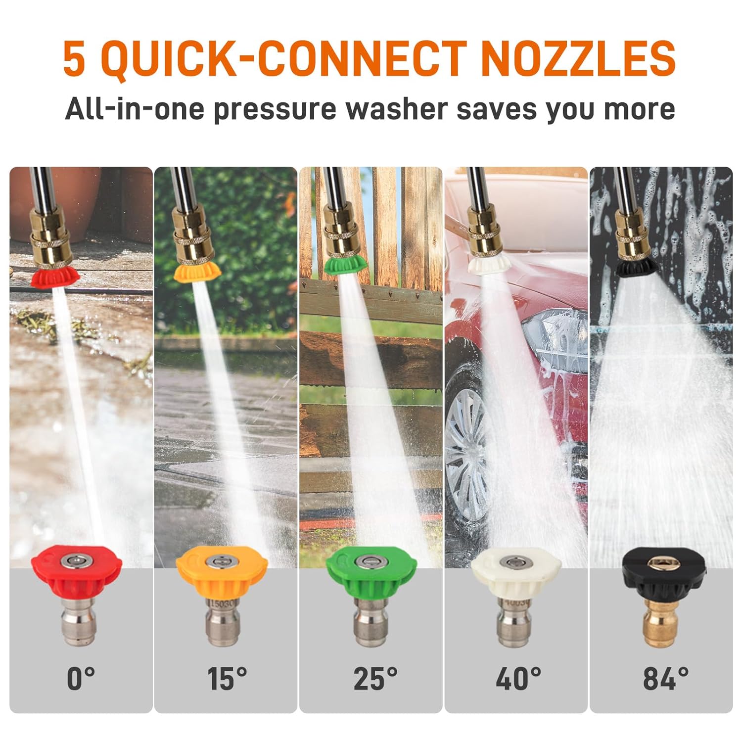 Gas Pressure Washer, 2700 PSI and 2.3 Max GPM, 5 Nozzle Tips 26FT Hose Power Washer with Soap Tank/Spray Gun and, Customized