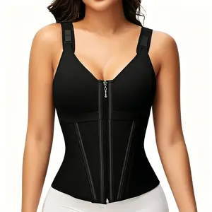 Women’s Waist Trainer Corset Vest, Tummy Control Sport Workout Shapewear, Adjustable Shoulder Strap Body Shaper with Zipper & Hook Closure, for Gym Training, Yoga & Casual Streetwear