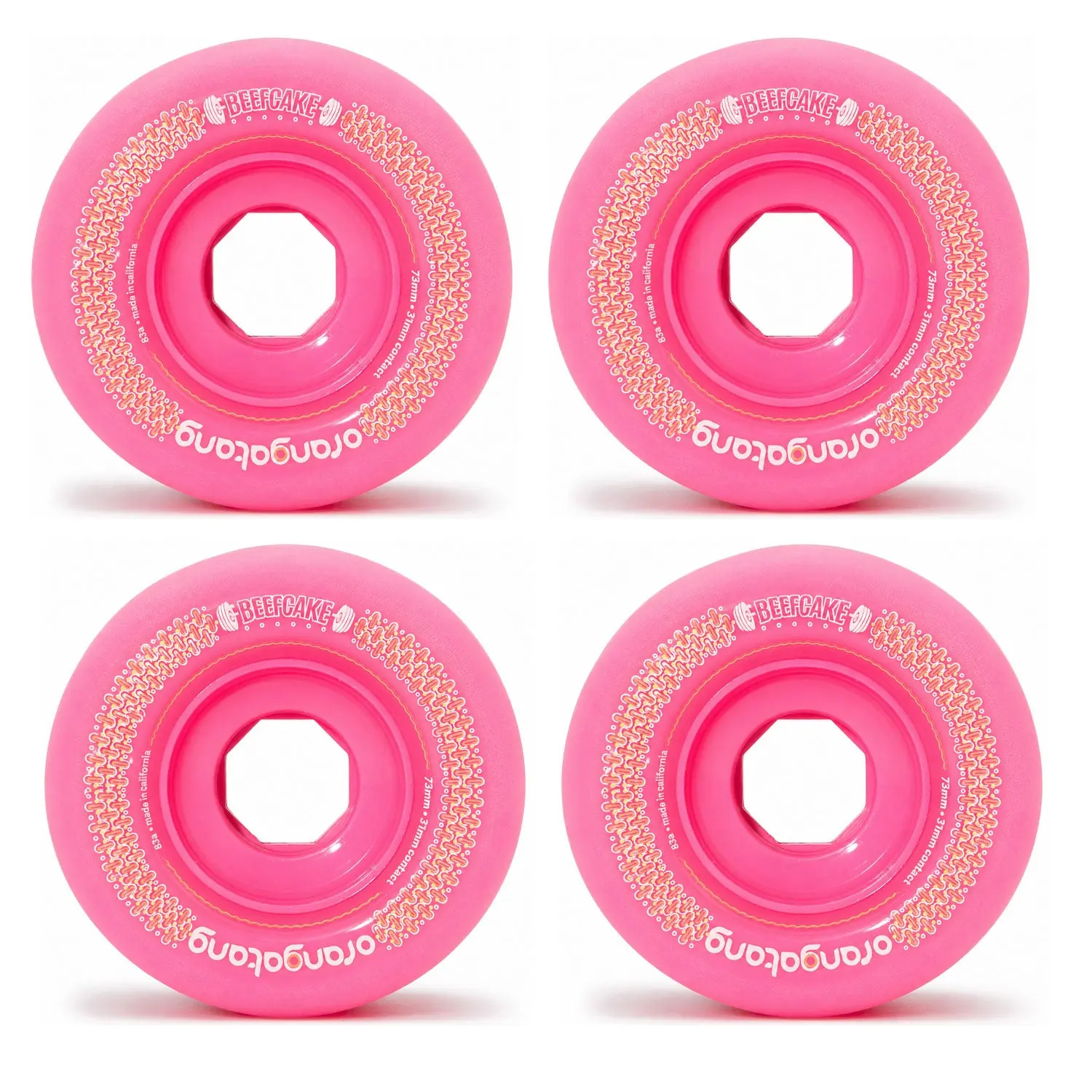 Orangatang Longboard Wheels Beefcake Pink 73mm 83A
