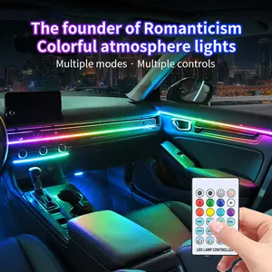 Car Atmosphere Light 16 Colors Voice Control Rhythm APP Dual Control Hidden Style USB Powered Instant Upgrade Driving Cabin Ambiance