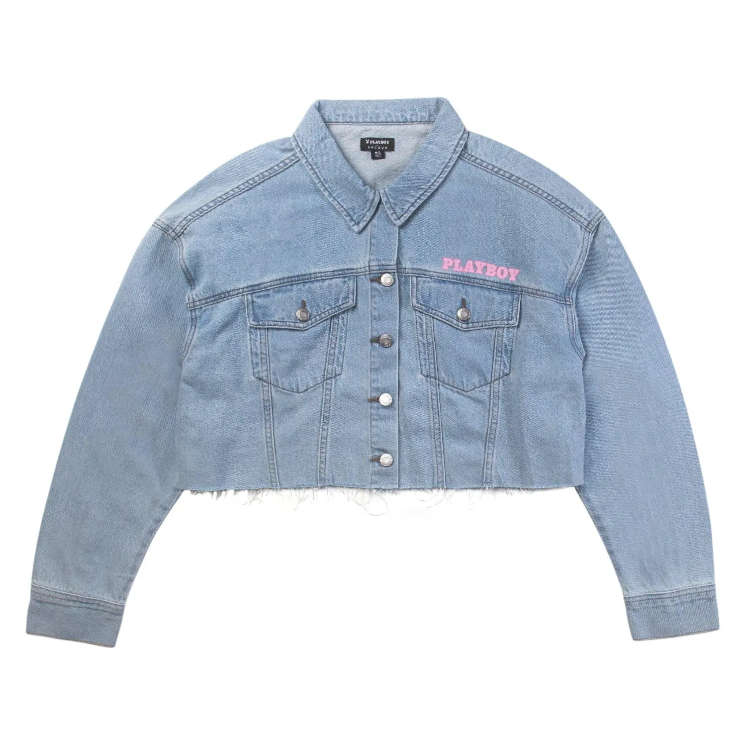 Playboy Women's Pink Bunny Denim Jacket