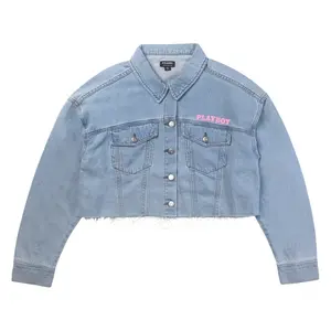 Playboy Women's Pink Bunny Denim Jacket