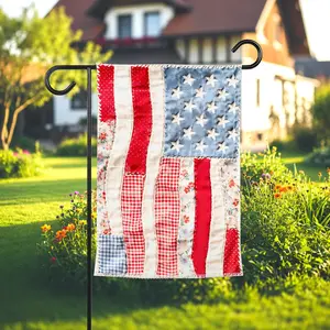 America 250 Garden Flag, Patriotic Floral Porch Decor, 250th Birthday of America Flag, 4th of July Outdoor Yard Sign(Pole, Hooks, Or Fasteners Are Not Included)