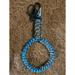 Handmade Blue & Tan Cobra Weave Paracord Keychain