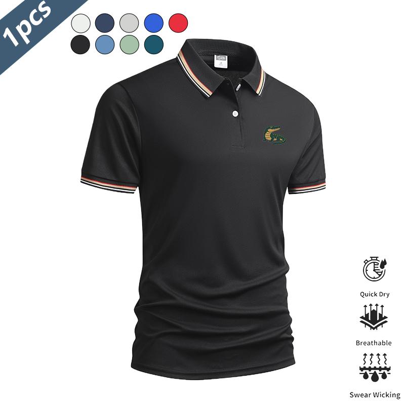 Men’s 5-pack alligator print polo shirts—lightweight, quick-drying, breathable summer short-sleeve collared T-shirts for business casual wear. Suitable for commuting, everyday wear, and light business outfits; pairs well with dress pants and casual trouse Men’s 5-pack alligator print polo shirts—lightweight, quick-drying, breathable summer short-sleeve collared T-shirts for business casual wear. Suitable for commuting, everyday wear, and light business outfits; pairs well with dress pants and casual trouse